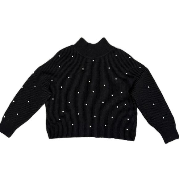 Express Reversible Embellished Mock Neck Crossover Sweater Black Rhinestone XL - Picture 3 of 10